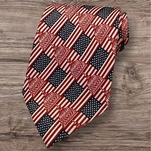 Vintage Deborah Handmade Necktie Capitol Building American Flag Patriotic Tie